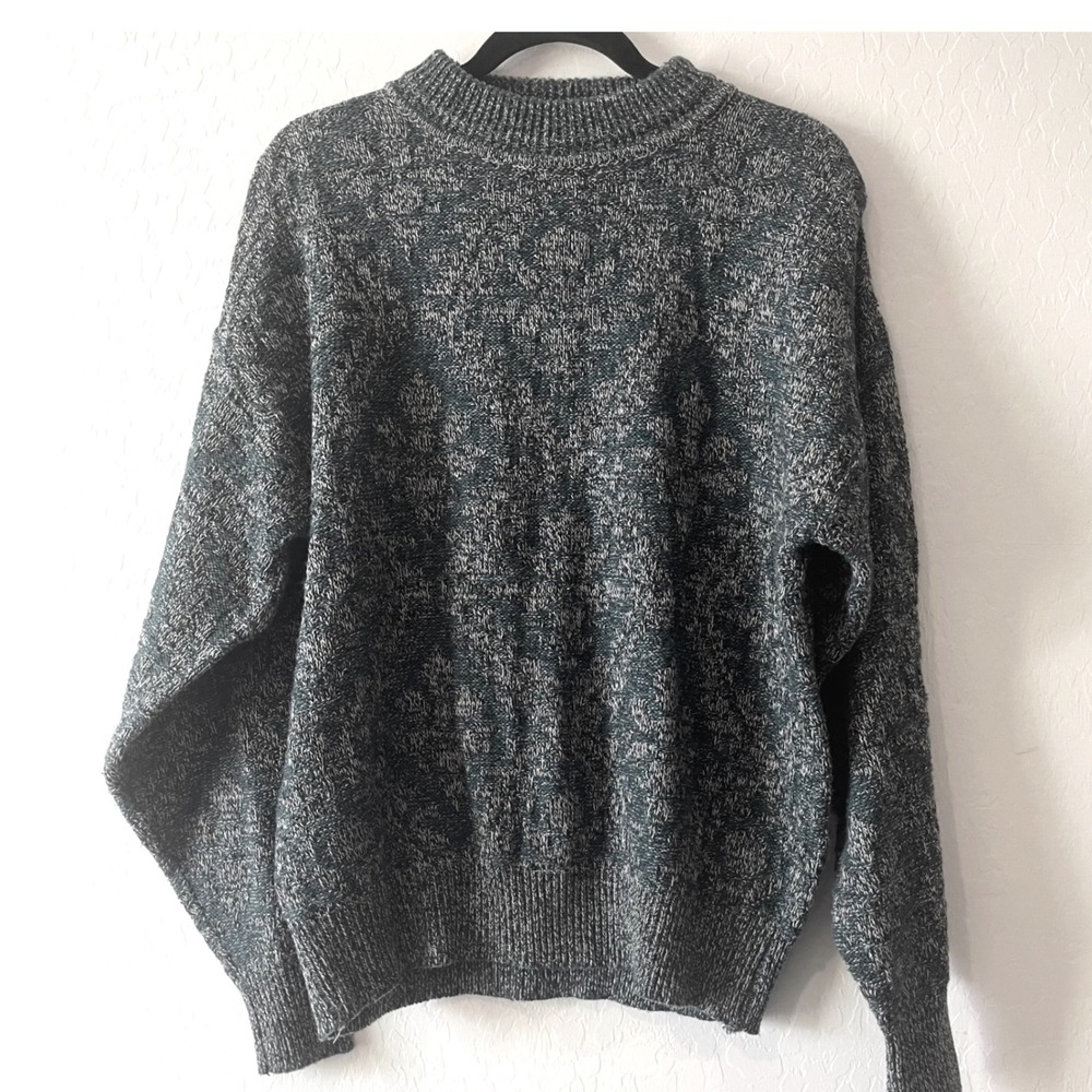 AZL Wool‎ Blend Wash to Wear Original Apparel Sweater Teal Grey Mock Neck Size M